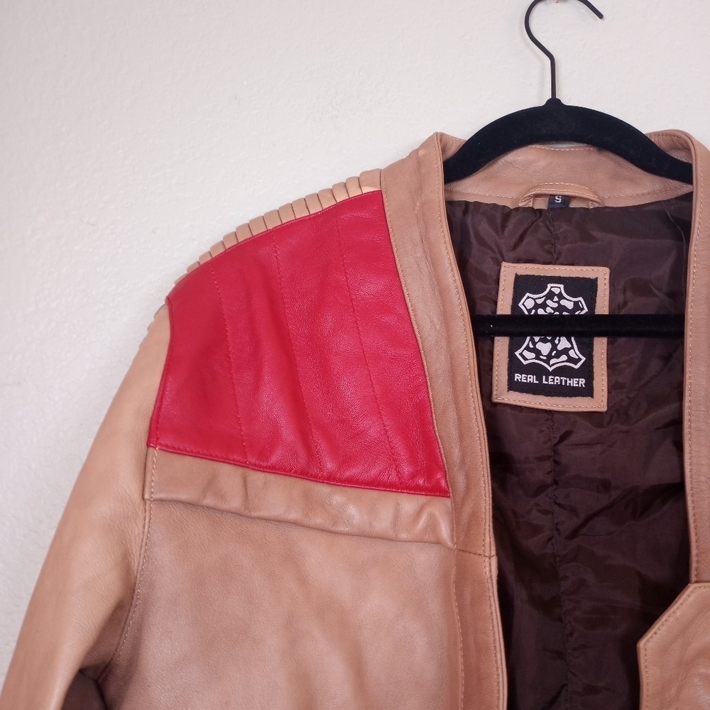 Star Wars Leather Finn The Force Awakens Butter Soft Leather Open Lapel Bomber - Picture 5 of 16